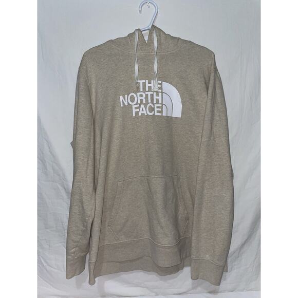The North Face Men's XL Logo Cream Tan Hoodie Jacket Pullover Drawstrings - Picture 1 of 6